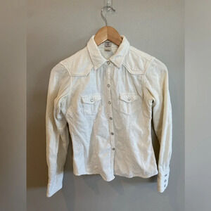 JOHNNY COTTON Johnny Was Women’s 100% Cotton Button Down Western Shirt White XS